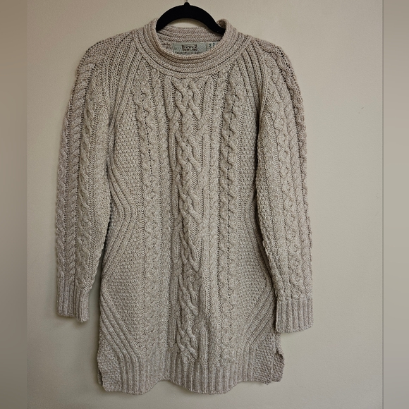 aran sweater market Sweaters - Real Irish Wool Sweater Aran Sweater Market Cable Knit Cozy Tunic Top Size M